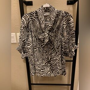 Like new! Samsoe & Samsoe Dorothe Zebra Print Tie Neck Blouse - Size Small